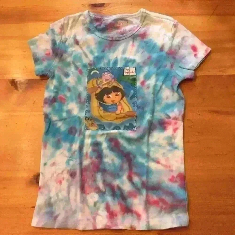 New! Dora Tie dye T-shirt girls S blue M Character
